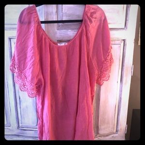 Coral plus size too with crochet trim